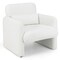 White Chenille Accent Chair with Lumbar Pillow for Living Room and Office